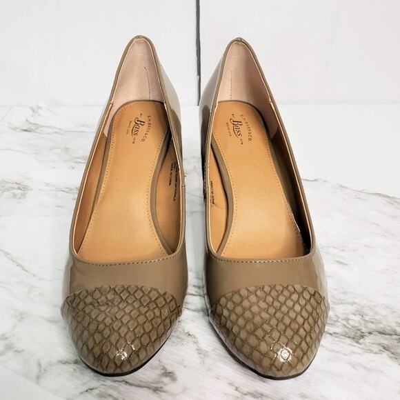 Bass Pacey Faux Snakeskin Patent Leather Pumps Heels 8.5 - Picture 3 of 8